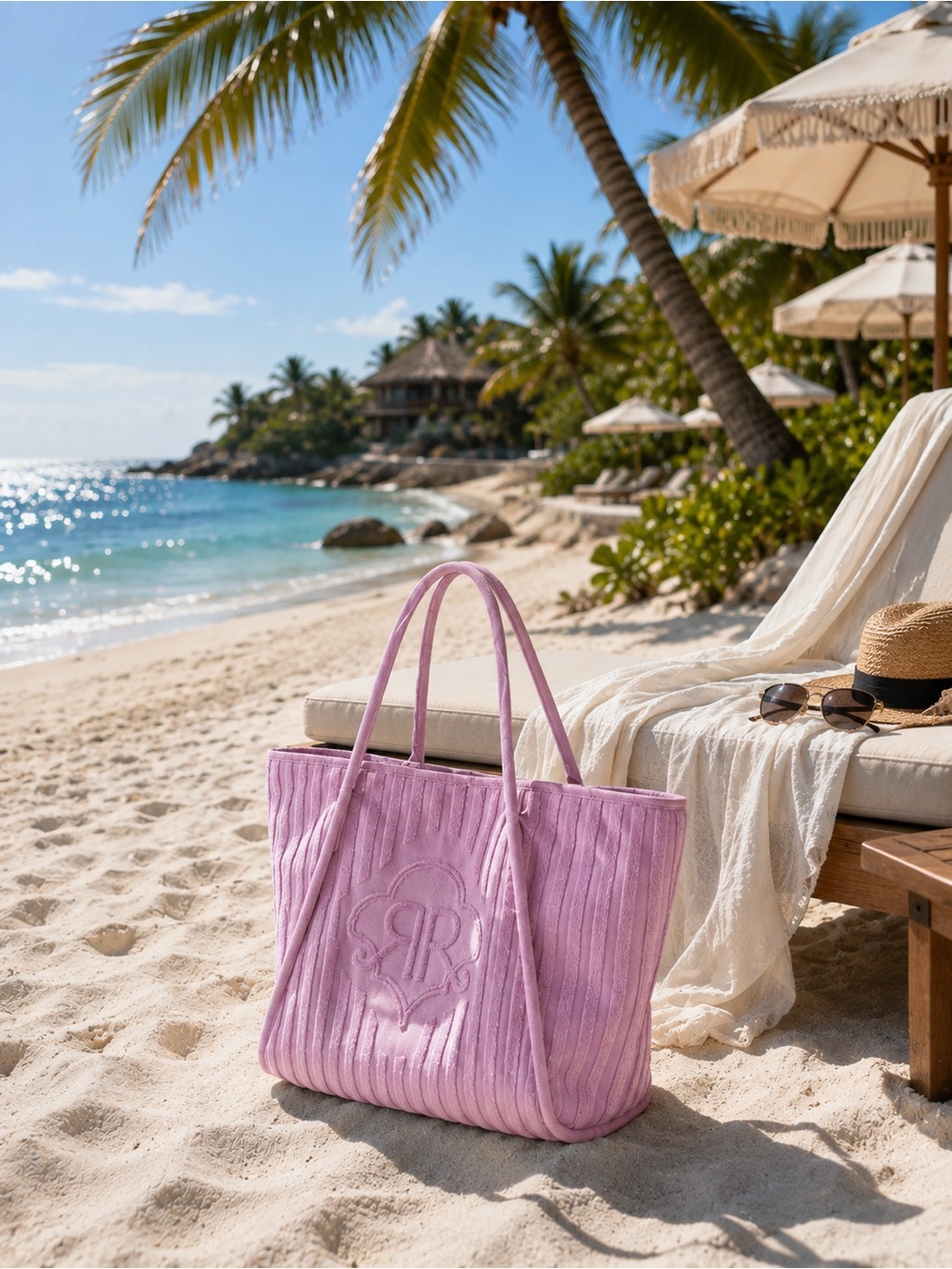 Roller Rabbit lavender tote beach bag